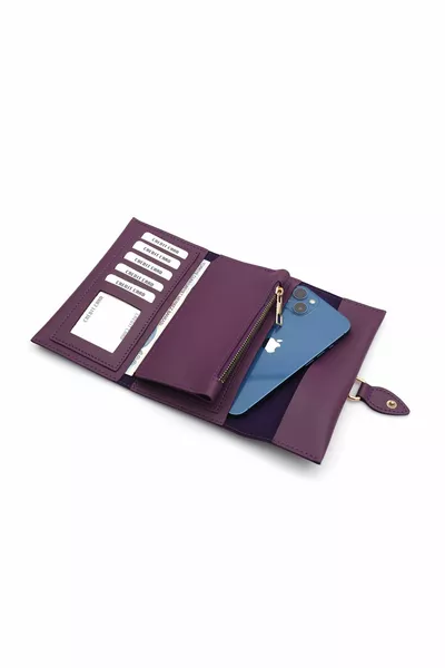 الأرجواني المرأة محفظة التبعي مع محفظة مشبك جلدي ناعم