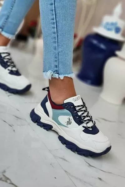 US Polo TRACKY Baskets Décontractées Femme Blanc/Bleu