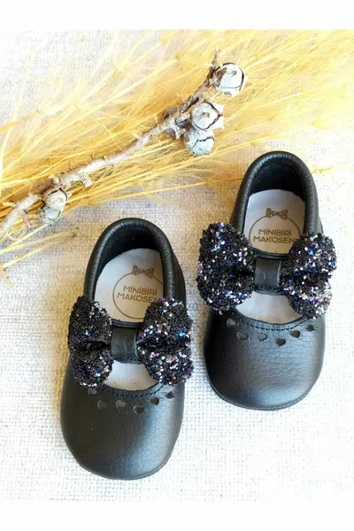 Princesse Modèle Noir Bébé Fille En Cuir Mocassins Bottines Bébé Chaussures