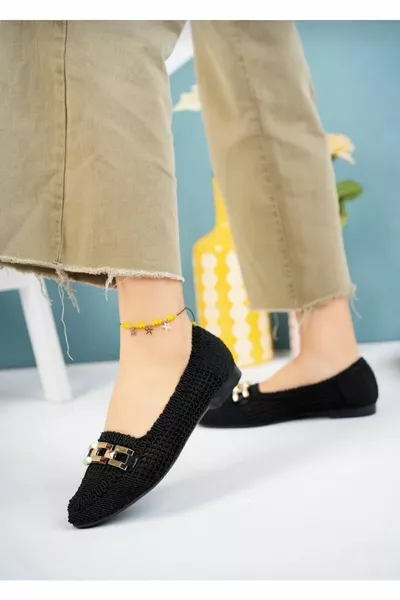 Dames Ketting Gedetailleerde Gebreide Ballerina's