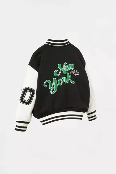 الأصلي للجنسين بومبر كلية سترة نيويورك التصحيح زين مطرزة