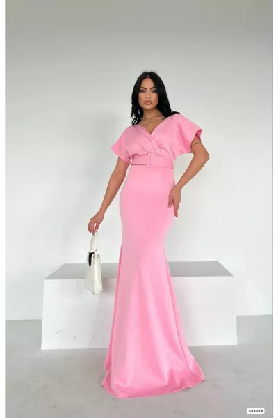 الخامس الرقبة حزام ماكسي بوي نسيج سهرة اللباس الزفاف الخطوبة وعد التخرج