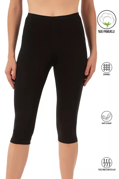 أوزكان  نساء % قطن مع ليكرا قماش سوبرم مرن مريح ناعم كابري تايتس تحت الركبة