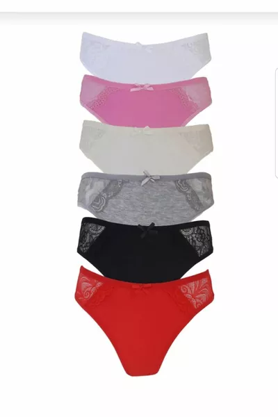 Set van 6 slips met kantdetails