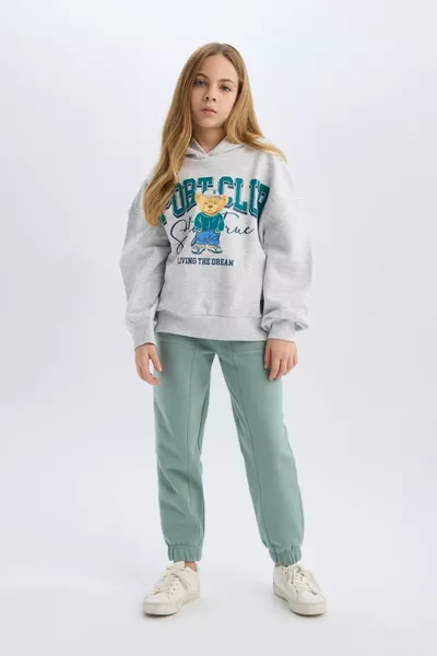 سروال رياضي بسيط للبنات بخصر وساقين بكفة مرنة وجيوب WN