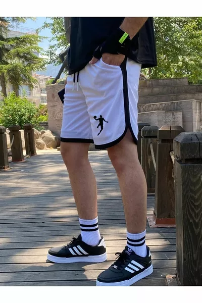 Мужские белые спортивные шорты для баскетбола и футбола с полосками, для фитнеса, спорта, бега