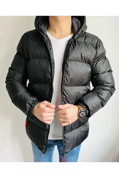 معطف مبطن بغطاء رأس