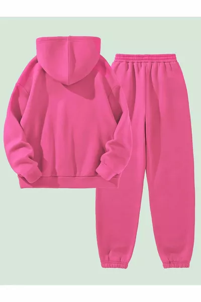 California Printed Sweatshirt and Jogger Set - Pink Printed Oversized Fleece Hoodie