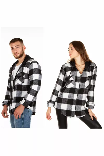 Hooded Zipped Unisex Acrylic Flannel Shirt