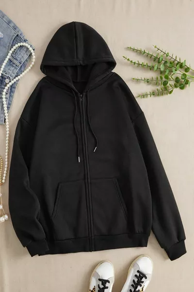 Unisex Dames Heren Hoodie met Rits Fleece Jas