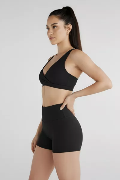 شورت ضيق قصير عالي الخصر مرن بأربعة اتجاهات لليوغا والرياضة والاستخدام اليومي