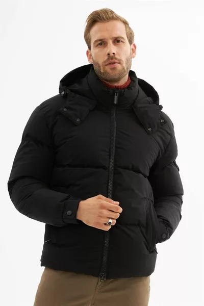 الرجال للماء انفصال مقنعين معطف البخاخ الأسود