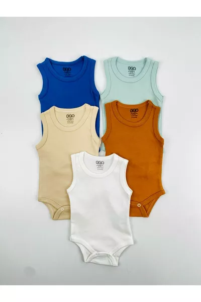5-Pack % Cotton Unisex Baby Bodysuits with Snaps