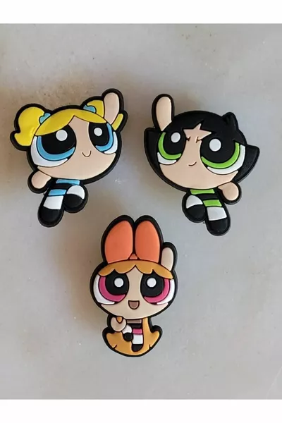 Декорация за пантофи Jibbitz комплект от 3 супер момичета, размер 1, универсален размер