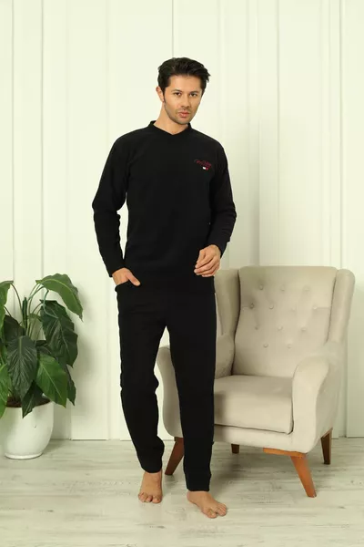 Pigiama in pile invernale da uomo con polsini P