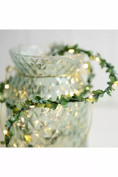Natural Gas Pipe Ornament Decorative Ivy with Mini Strip Lights Artificial Leaves and 3m Fairy LED