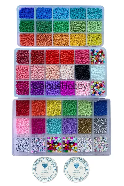 Комплект за дизайн на бижута 3 кутии Yok Yok с пясъчни мъниста и фигурни комбинации за хоби