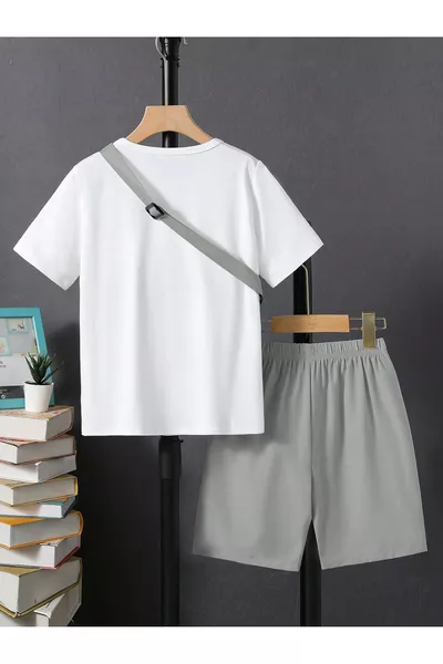 طقم يومي صيفي للأطفال للبنات والأولاد، قميص وسروال قصير لطيف وعصري