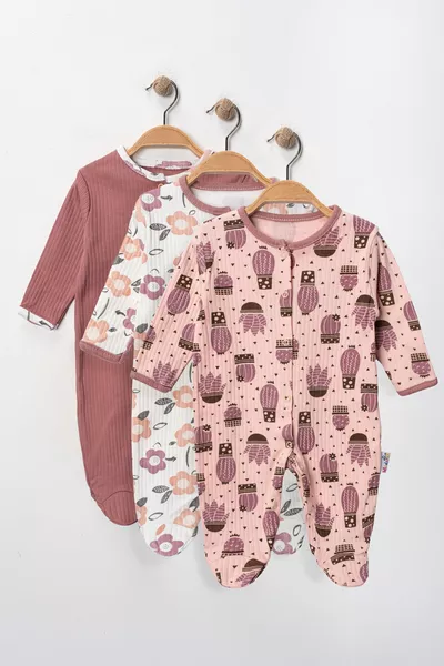Meisjesbaby Newborn 3-6-9 Maanden Set van 3 Handschoentjes Met Cactus- en Bloemenprint