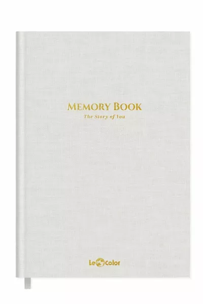 Linen Memory Notebook Compatible with Fountain Pen, Gold-Edged Album, White