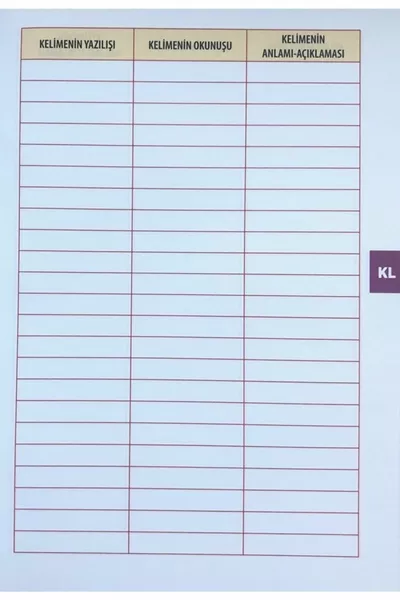 Foreign Language Vocabulary Notebook with Indexed Cardboard Cover
