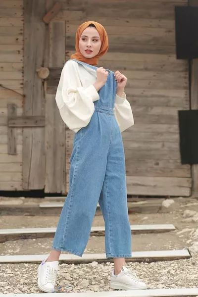 Hijab Model Summer Denim Jumpsuit