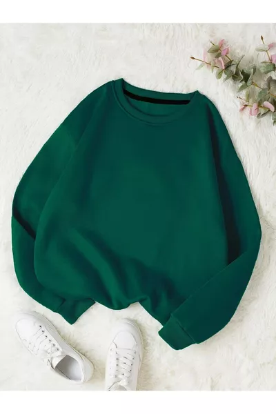 Unisex Solid Color Oversized Crew Neck Cotton Sweatshirt