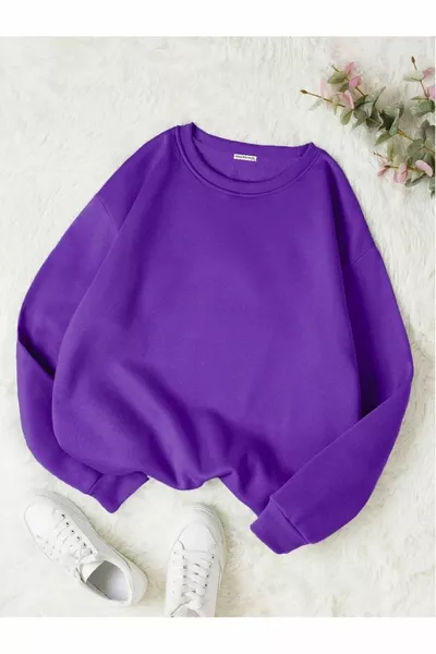 Unisex Purple Crew Neck Sweatshirt