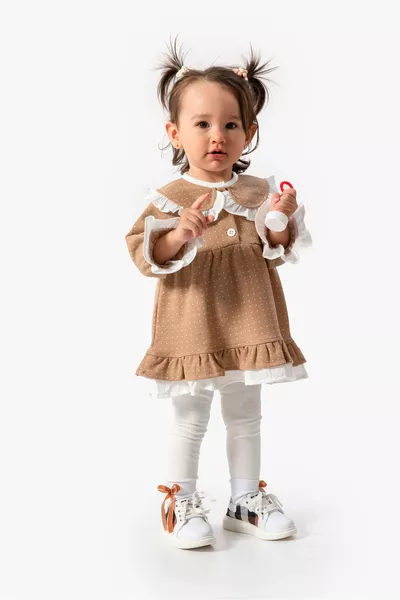 Платье с воротником «беби» в горошек MS