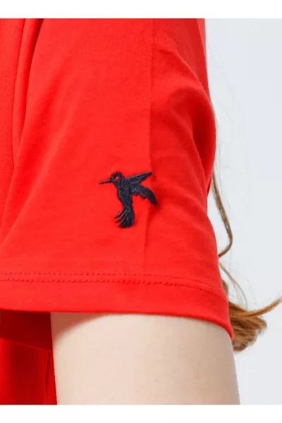 Red Women's Crew Neck Basic T-Shirt TENGIZ