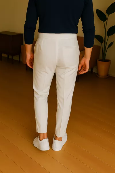 Pantalon en tissu coupe italienne pour homme, avec détails de poche, style Old Money