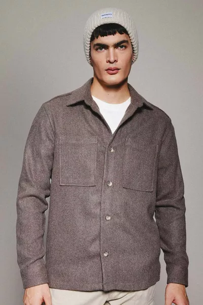 Regular Fit Polo Yaka Cepli Pamuklu Uzun Kollu Gömlek SP