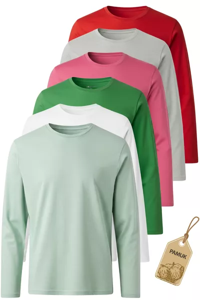 مجموعة من 6 قطع للأطفال البنات تصميم أساسي قميص طويل الأكمام قصير موسمي (St-1)