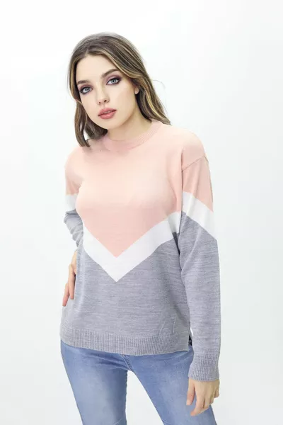 Свитер с V-образным вырезом и круглый ворот