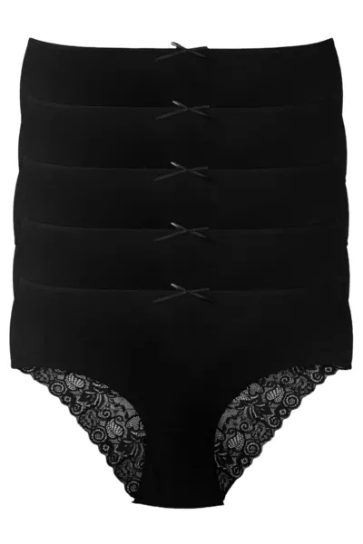 Yüksek Bel Arka Baklava Kesim Dantelli Bato 5'li Külot -3