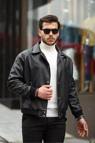 Новая сезонная мужская оверсайз кожаная куртка