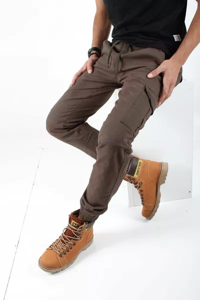  Herren Cargohose mit elastischer Taille und Lycra am Bein