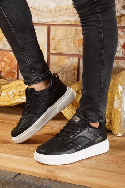 حذاء سنيكر رجالي أسود وأبيض 