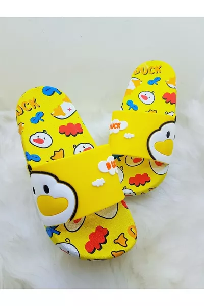 شبشب أصفر مضاد للانزلاق للشاطئ والمسبح والحمام والحديقة للبنات 