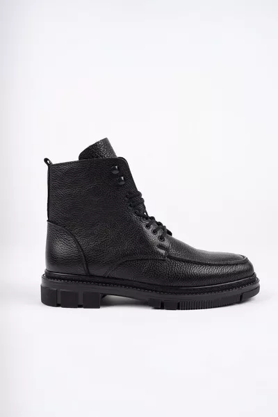 داروين حذاء رجالي كاجوال شتوي بضمان، من الجلد الطبيعي بسحّاب ورباط، نعل خفيف ومريح