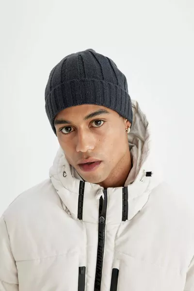 Men's Ribbed Basic Plain Knit Beanie WN