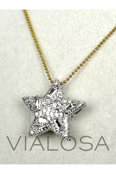 Broken Baguette Stone Star Necklace