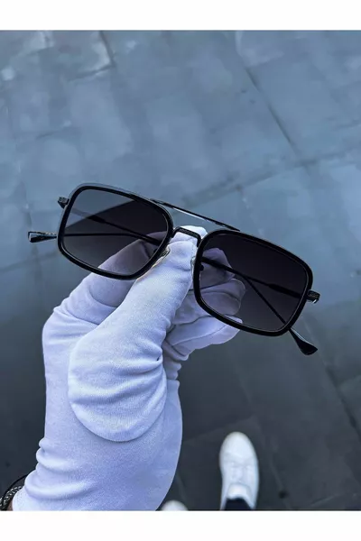 Burby Rechthoekige Zwarte Unisex Zonnebril