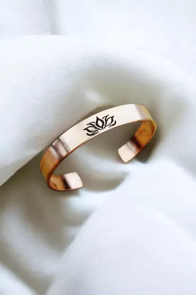 Чистый медный браслет Lotus для очищения, унисекс