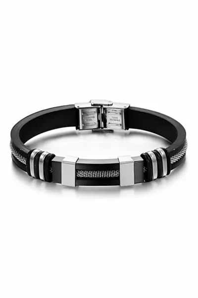 Black IPC Coated Rubber Steel Men's Bracelet