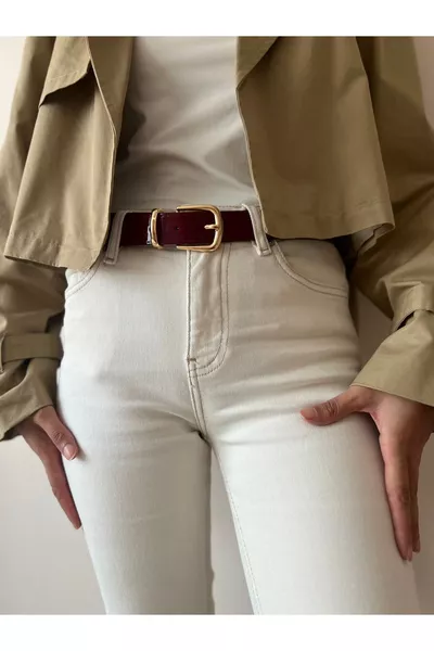 Cintura da donna in vernice con bordo