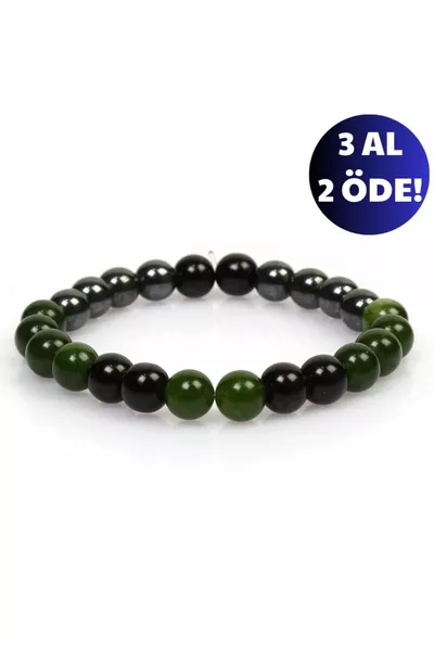 Sertifikalı Doğaltaş Karar Tılsım Bilekliği |onix,hematit,yeşim Taşı Doğal Taş | Hediyelik Doğaltaş