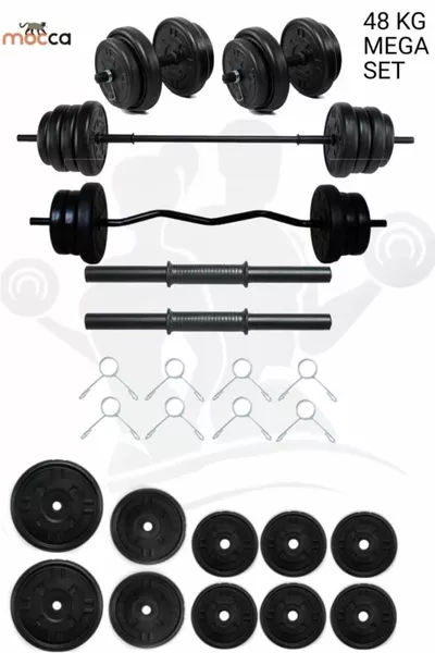 Kg Z-Bar Megaset Barbell Set and Dumbbell Set, Weight Set, Fitness Set