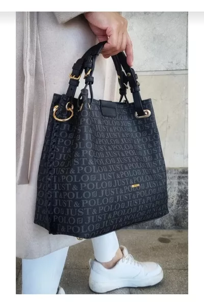 Kadın Siyah Örgülü 5 Bölmeli El Ve Omuz 