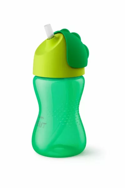 كوب بنقش مع مصاصة مل / أخضر